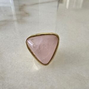 Francesca Romana Rose Quartz Ring Pink Triangle Ring